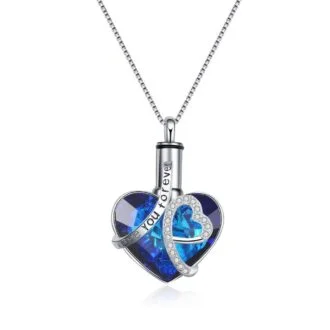 Sterling Silver Heart URN Necklace Engraved I Love You Forever