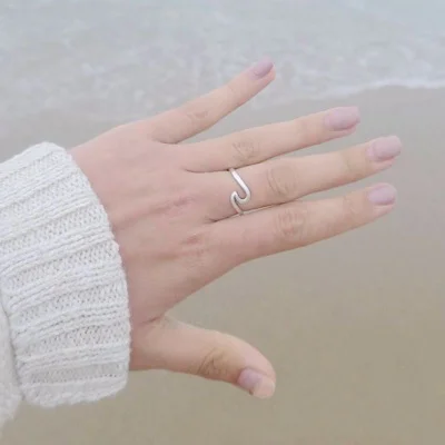 Simple Wavy Couple Ring 925 silver - Image 5