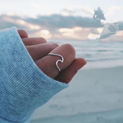 Simple Wavy Couple Ring 925 silver - Image 2